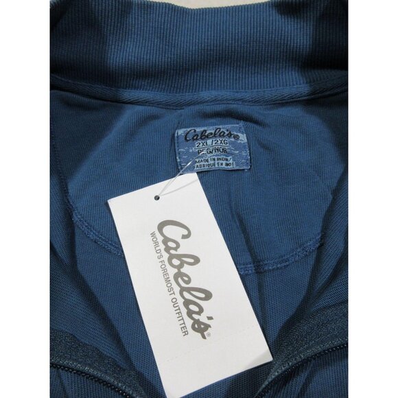 Cabela's blue antique 1/4‎ zip pullover, slub yarn - Picture 6 of 10